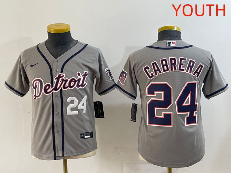 Youth 2025 Detroit Tigers #24 Cabrera Grey Game Nike MLB Jersey style 2->youth mlb jersey->Youth Jersey